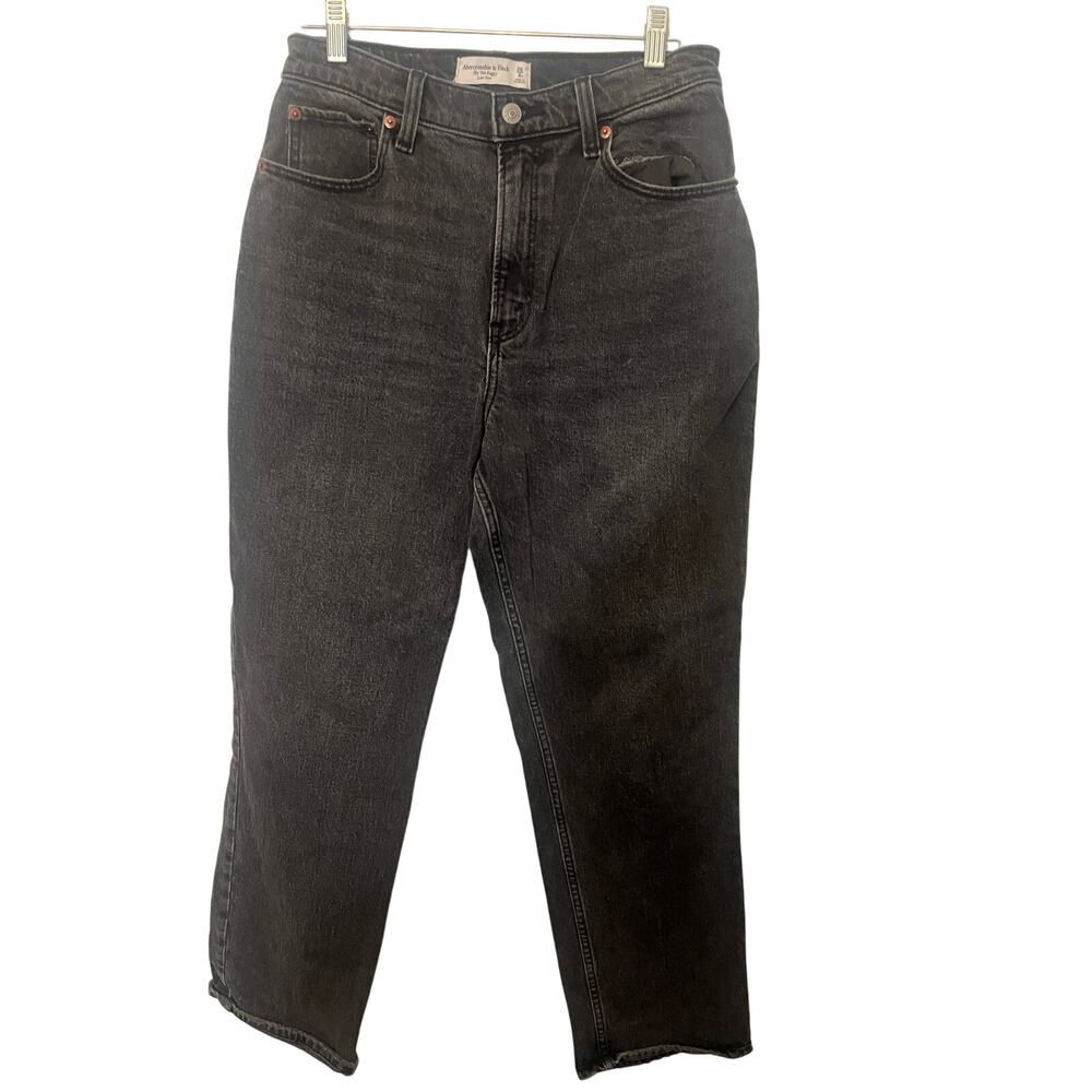Abercrombie & Fitch  Curve Love Low Rise Baggy black wash jeans size 28/6s
